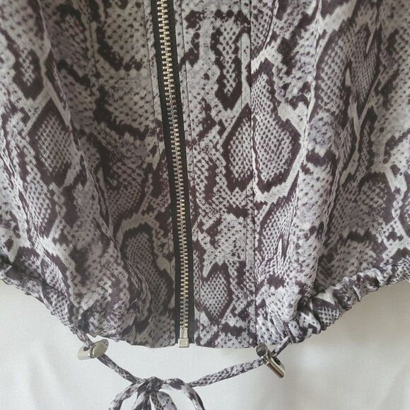 Cache Women's Snakeskin Print Sheer 3/4 Sleeve Blouse Gray Size 4 - Picture 7 of 12